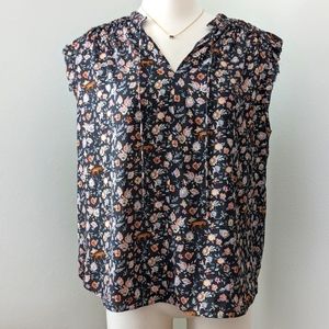 Leopard / Panther Floral Print Blouse - Gray Pink Orange